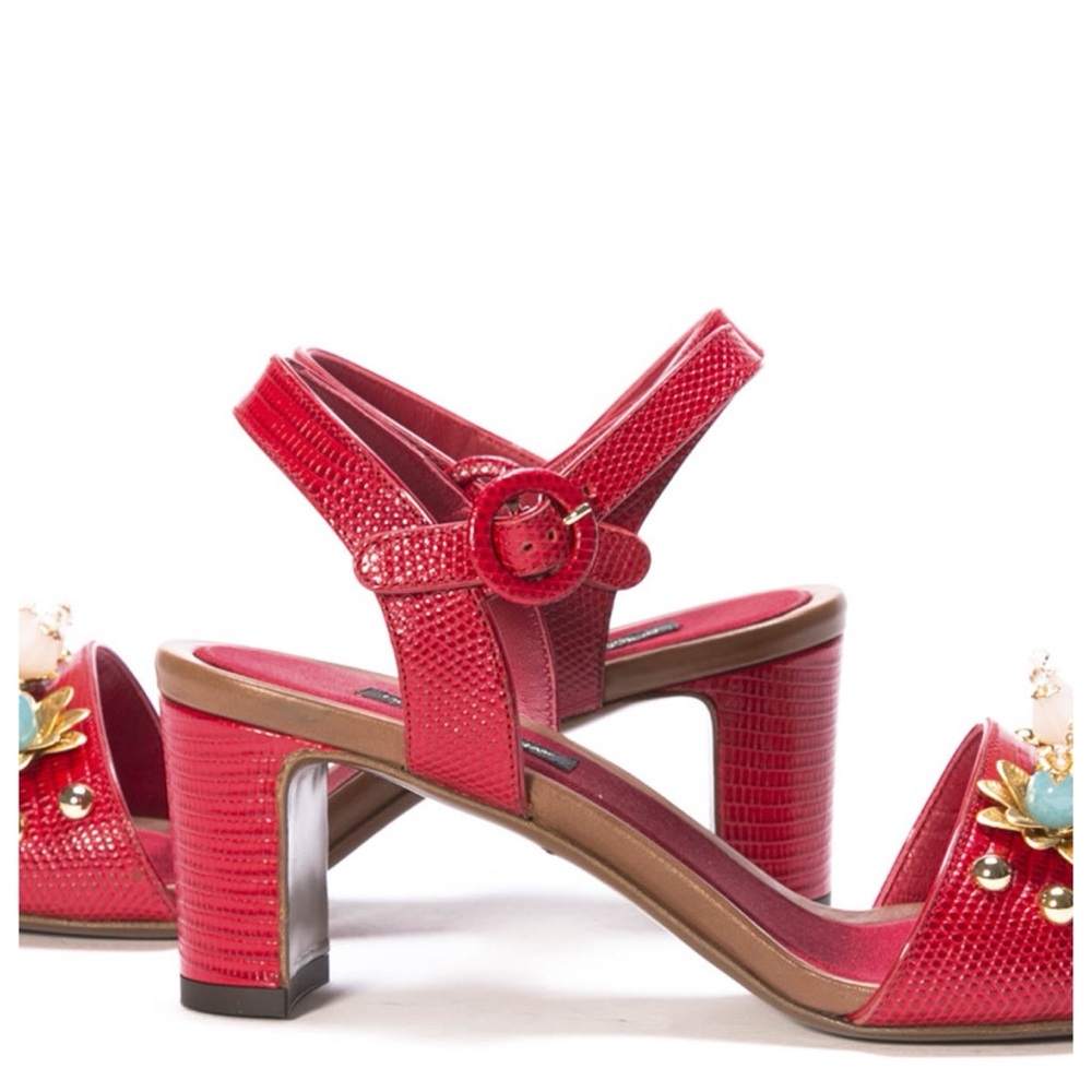 Dolce & Gabbana | leather jeweled sandals - Picture 2 of 11